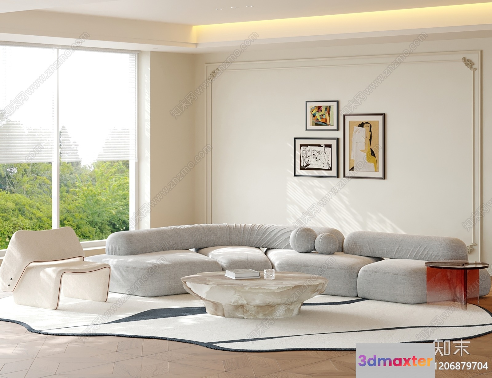 Modern Living Room 3D Model - 12532 - VRAY Render
