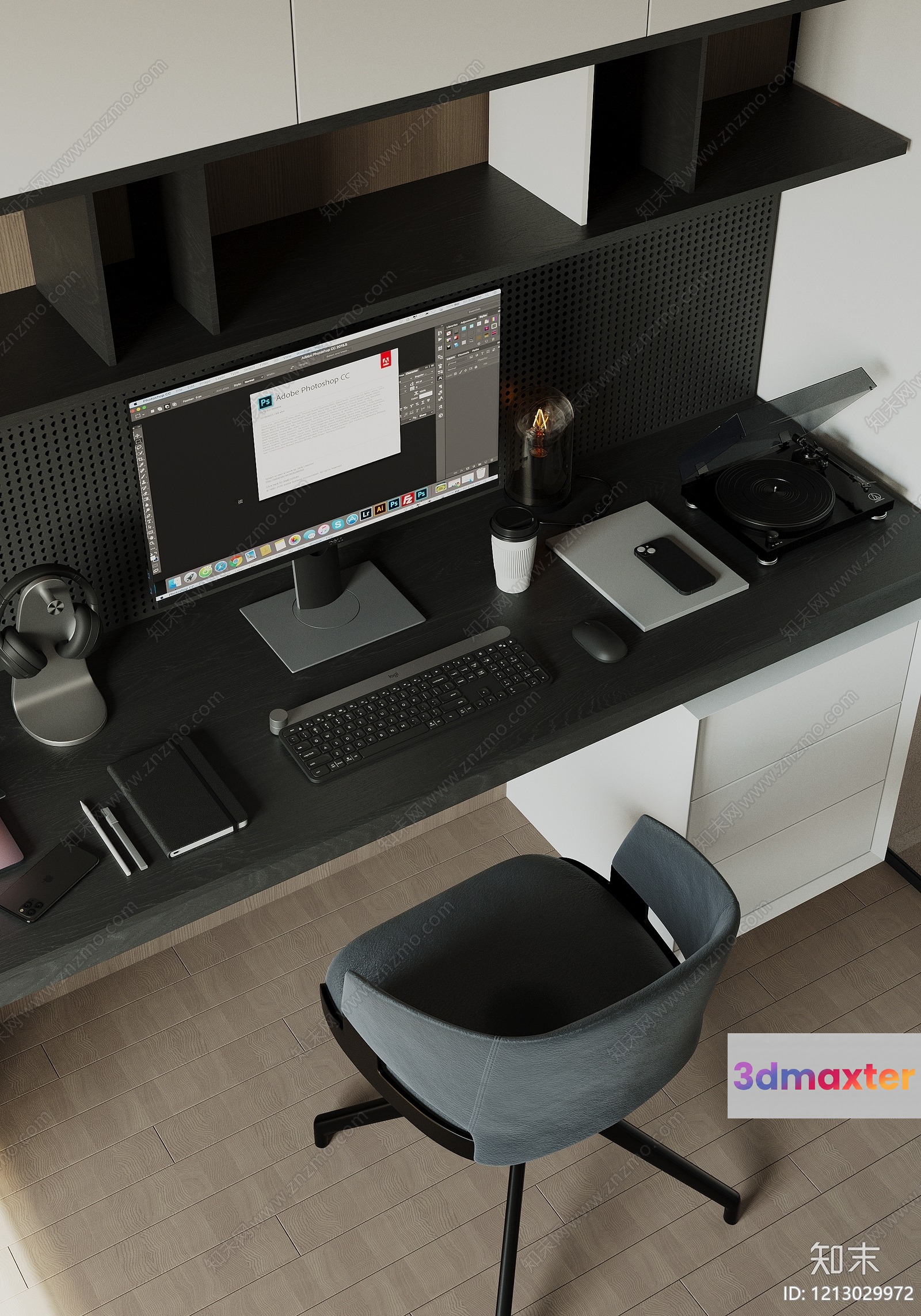 Modern Home Office Setup 3D Model - 12797 - VRAY Render