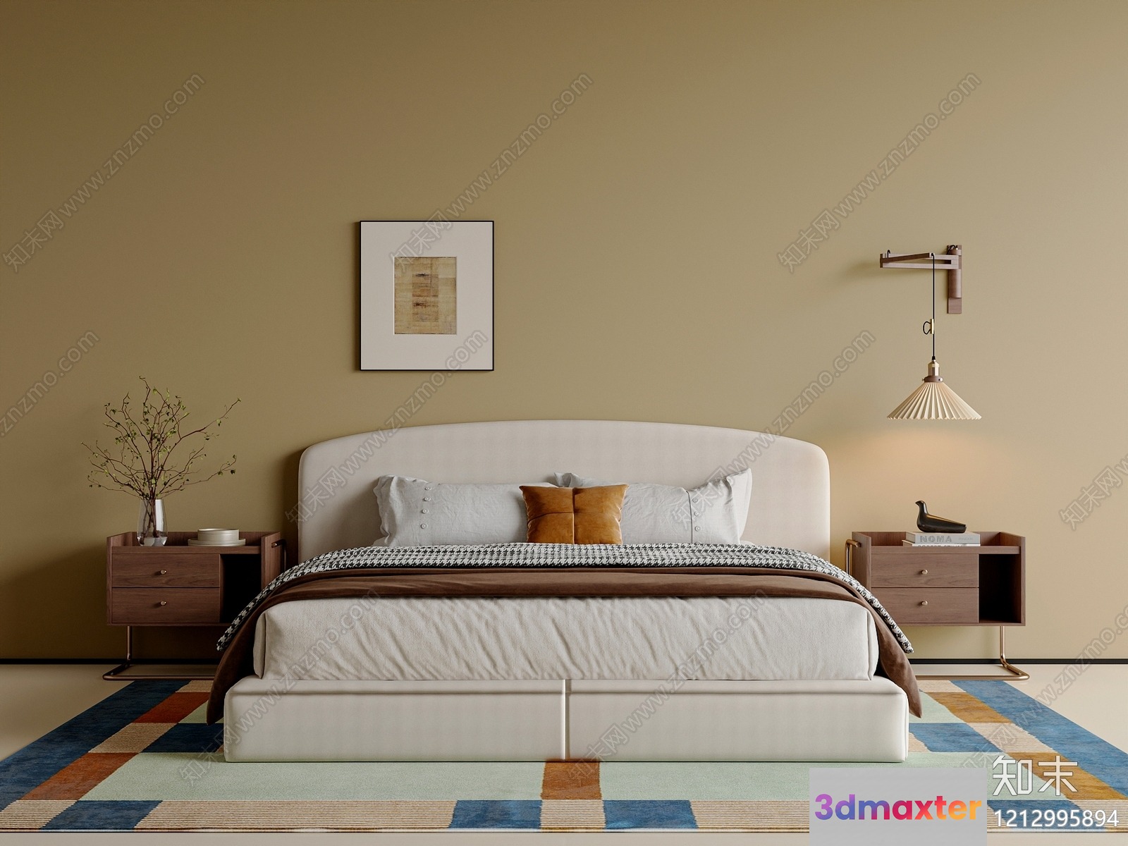 Cozy Modern Bedroom 3D Model - 5223 - VRAY Render