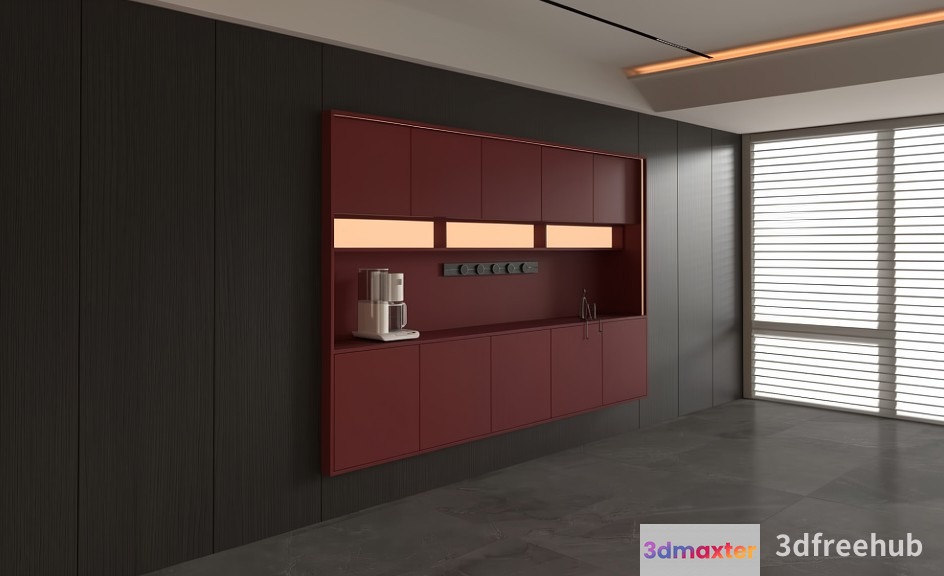 Modern Kitchen Space 3D Model - 23520 - VRAY Render