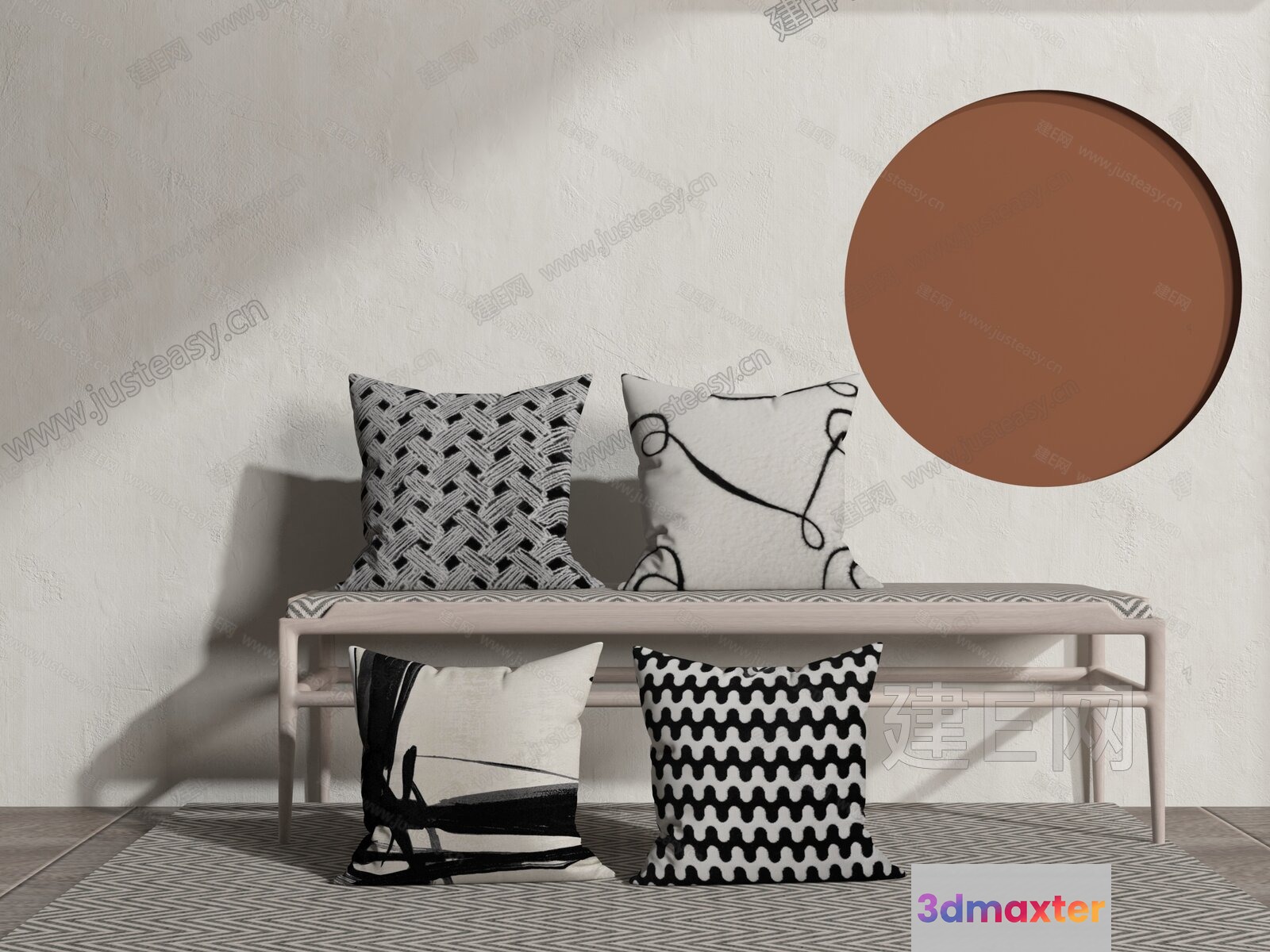 Modern Throw Pillows 3D Model - 1270 - VRAY Render