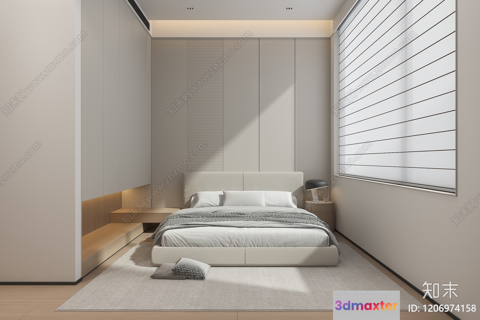 Modern Minimalist Bedroom 3D Model - 10164 - VRAY Render