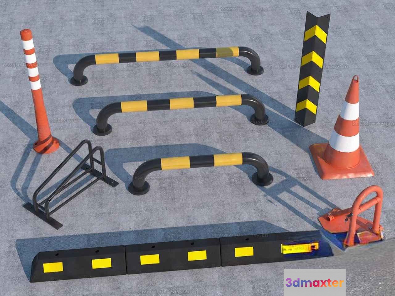 A Collection Of Traffic Control Equipment 3D Model - 3711 - VRAY Render