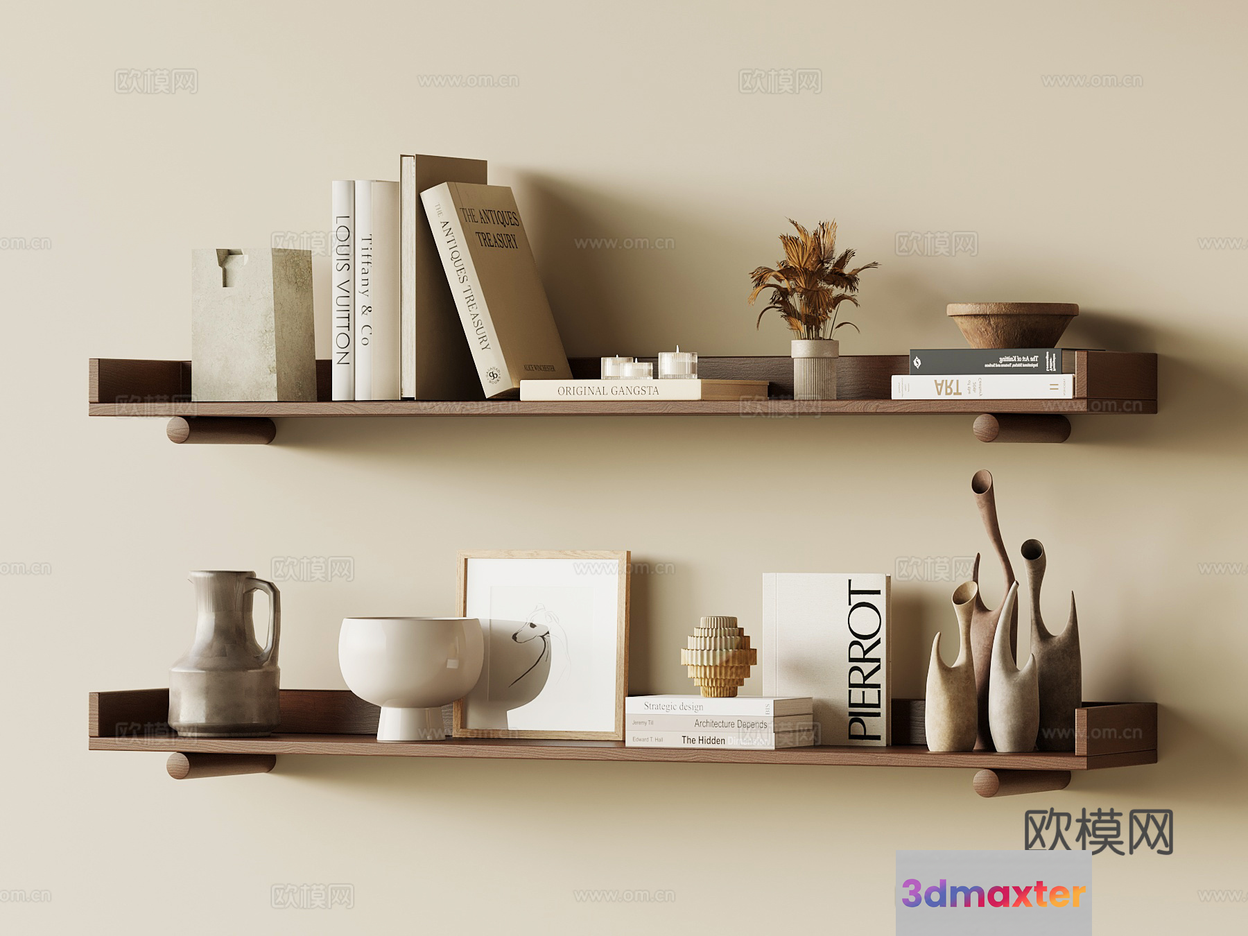 Modern Wooden Shelves 3D Model - 1873 - VRAY Render