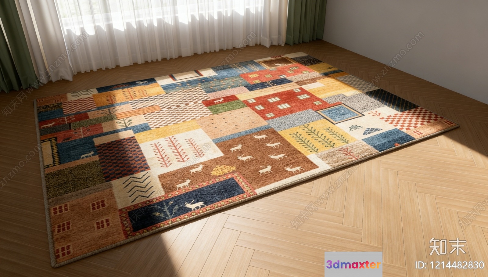 A Colorful Rug In A Room 3D Model - 13209 - VRAY Render