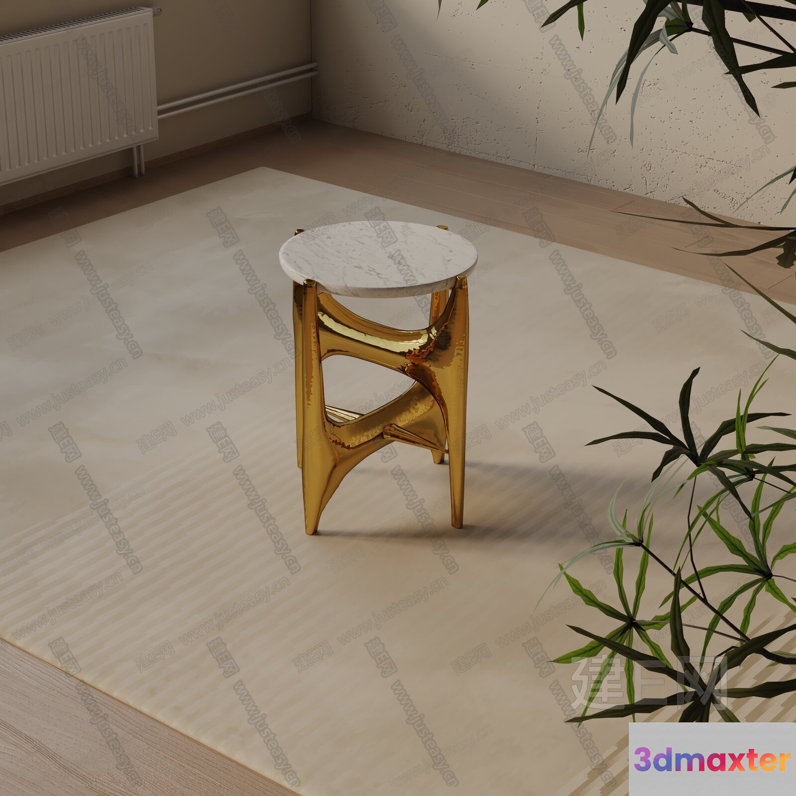 Modern Marble And Gold Table 3D Model - 19119 - VRAY Render