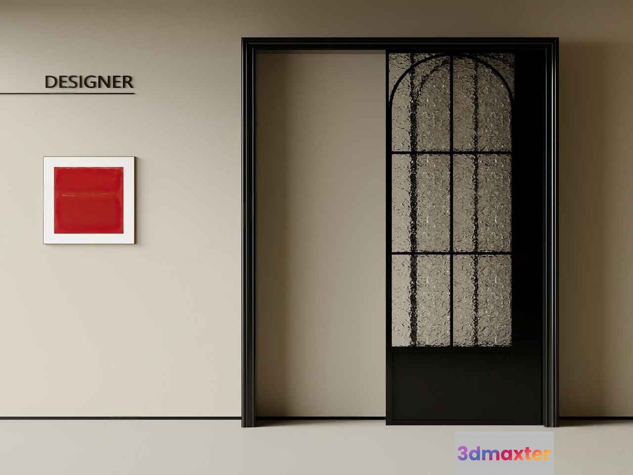 A Sliding Door With Glass Panels 3D Model - 2966 - VRAY Render