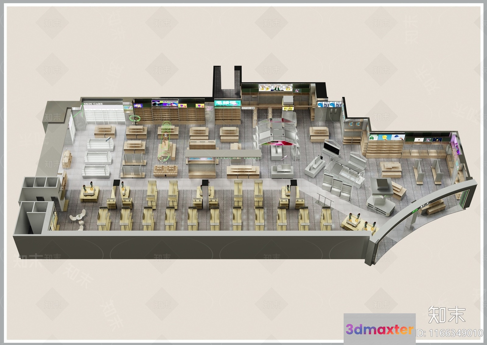 A 3D Rendering Of A Store Layout 3D Model - 12462 - VRAY Render