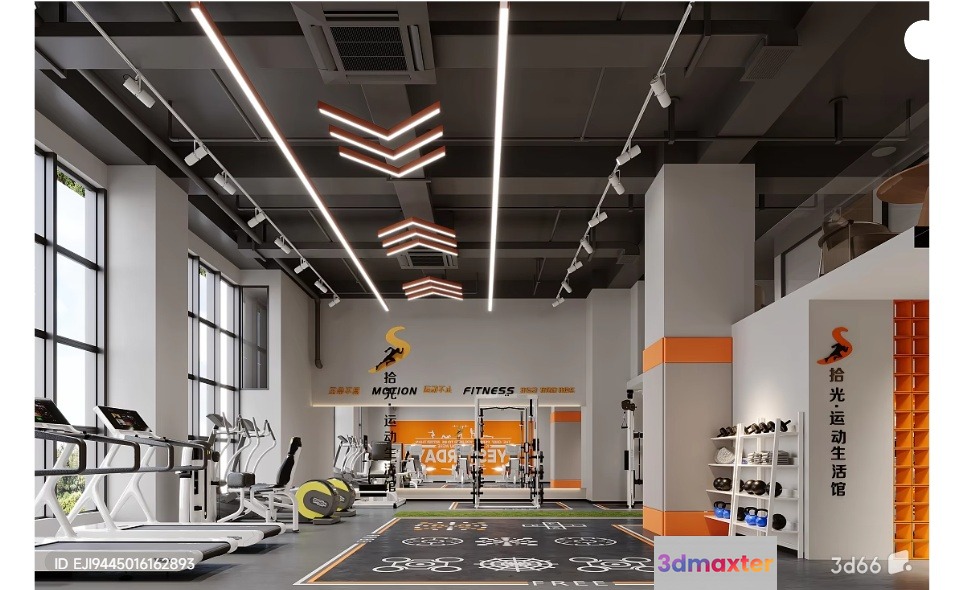 Modern Fitness Room 3D Model - 7991 - VRAY Render