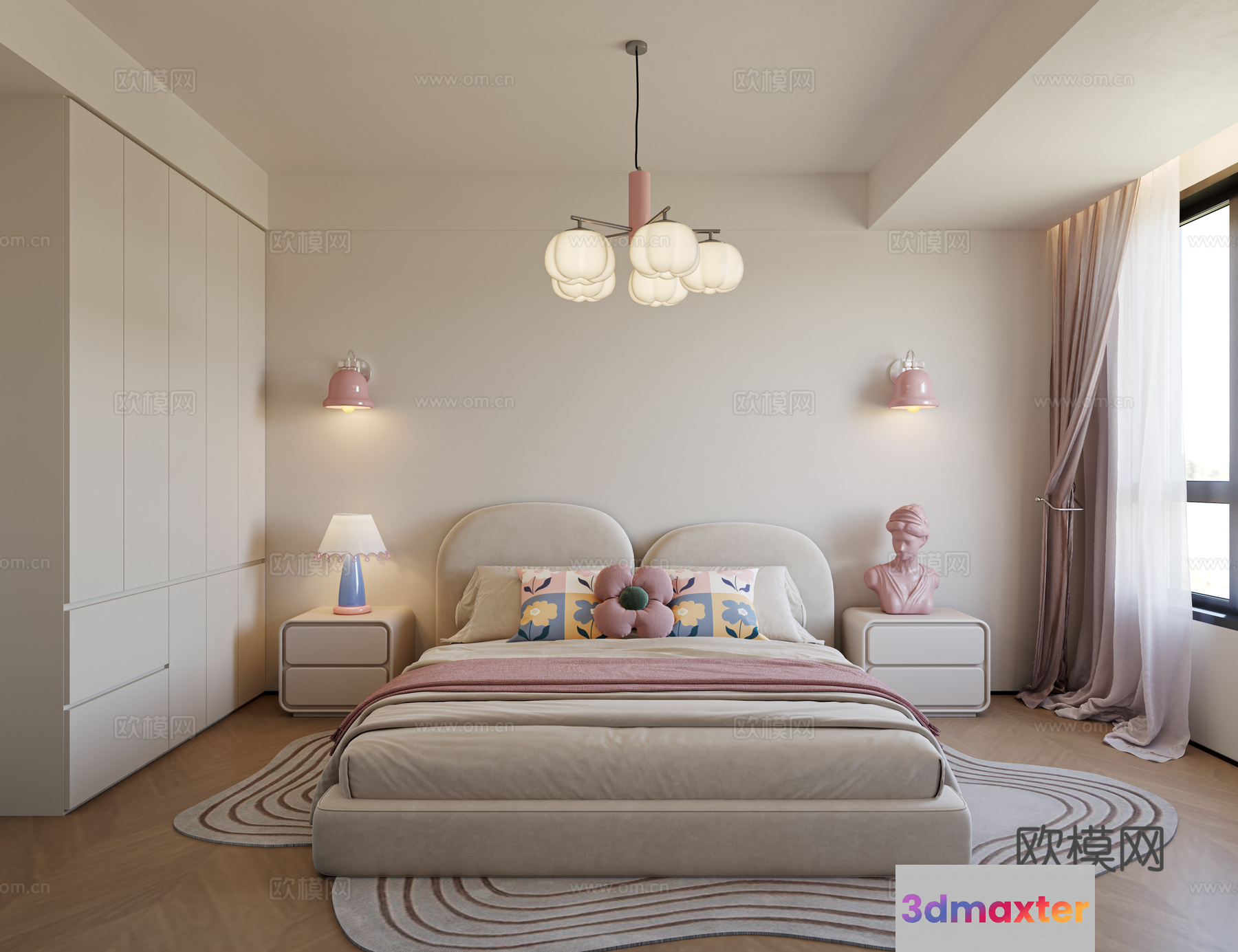 A Modern Bedroom 3D Model - 2716 - VRAY Render