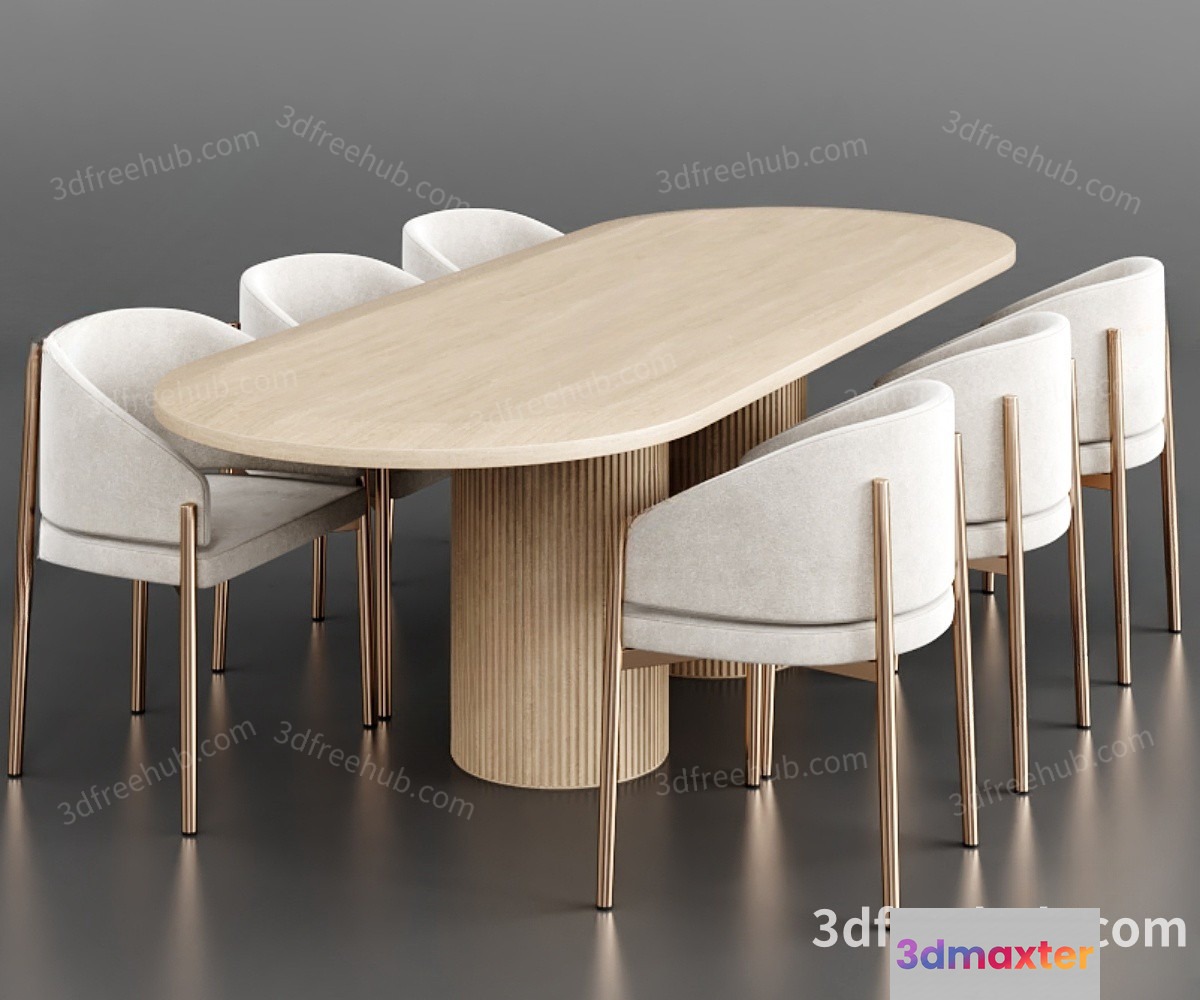 Modern Dining Table And Chairs 3D Model - 21921 - VRAY Render