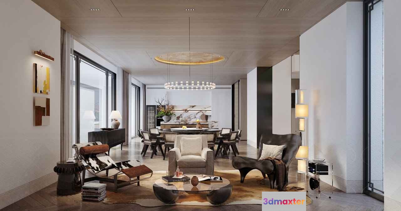 Modern Living Room 3D Model - 21639 - CORONA Render