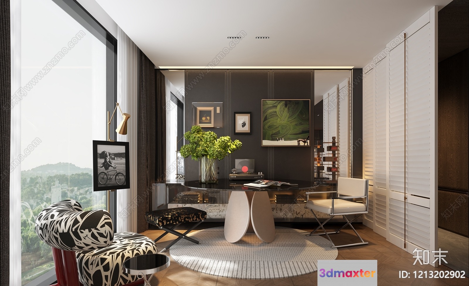 Modern Home Office 3D Model - 10018 - VRAY Render