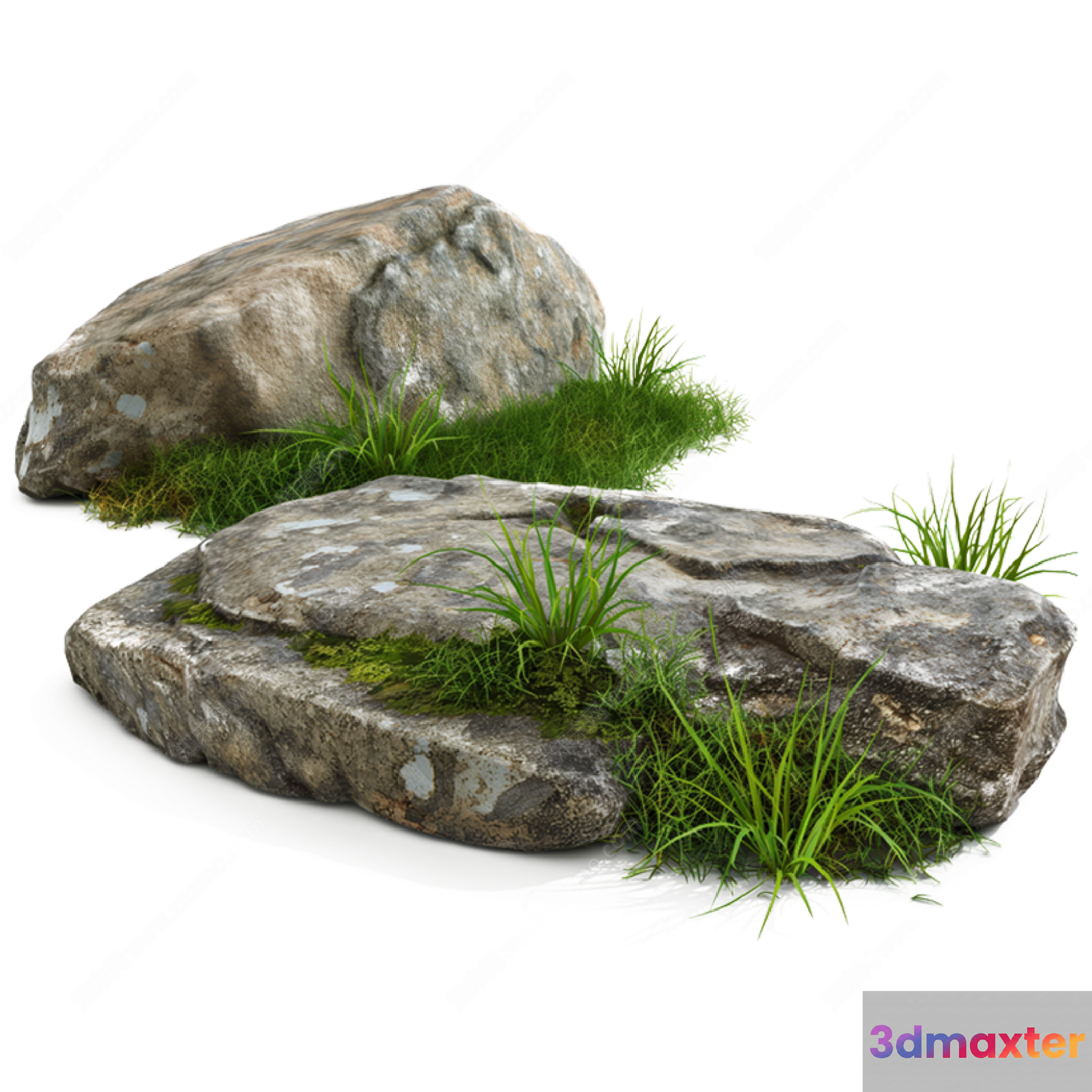 A Rocky Outcropping With Grass 3D Model - 12655 - VRAY Render