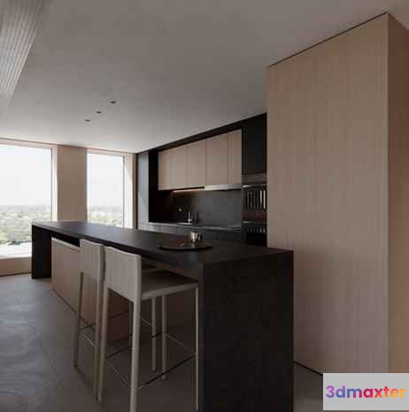 Modern Minimalist Kitchen 3D Model - 9315 - CORONA Render