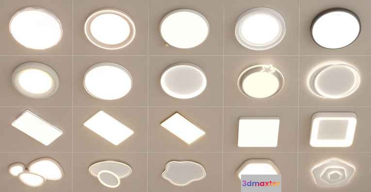 White Ceiling Lights 3D Model - 553 - VRAY Render