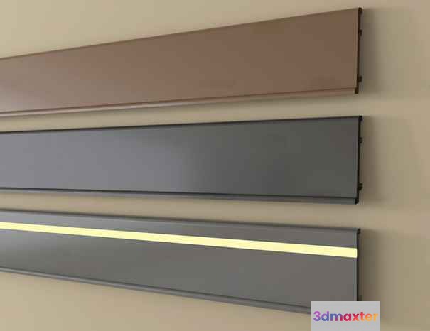 A Row Of Three Horizontal Narrow Rectangular Flat And Uniform Pieces 3D Model - 8807 - VRAY Render
