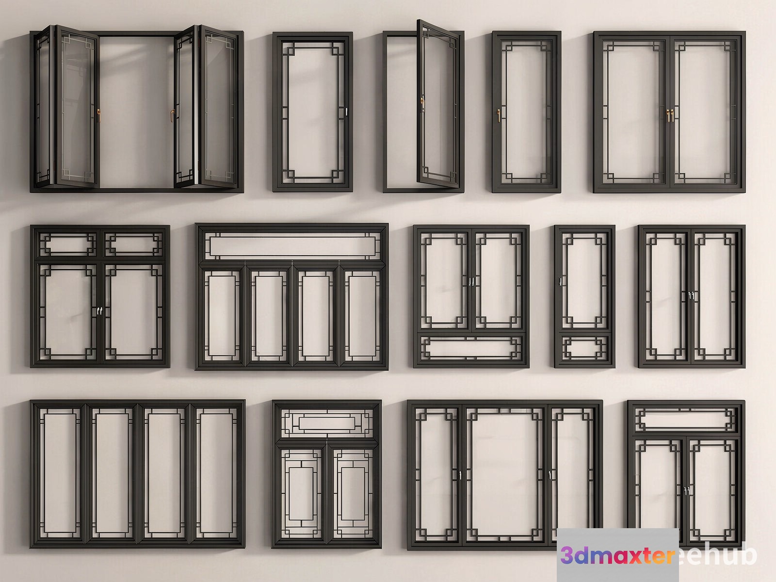 A Collection Of Window Frames 3D Model - 19154 - VRAY Render