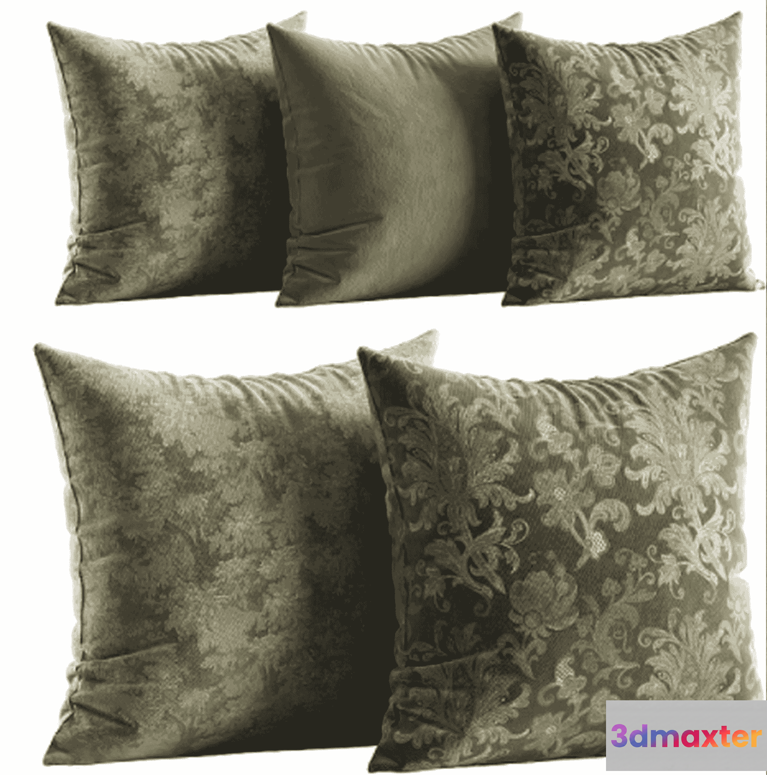 Four Throw Pillows 3D Model - 17844 - VRAY Render