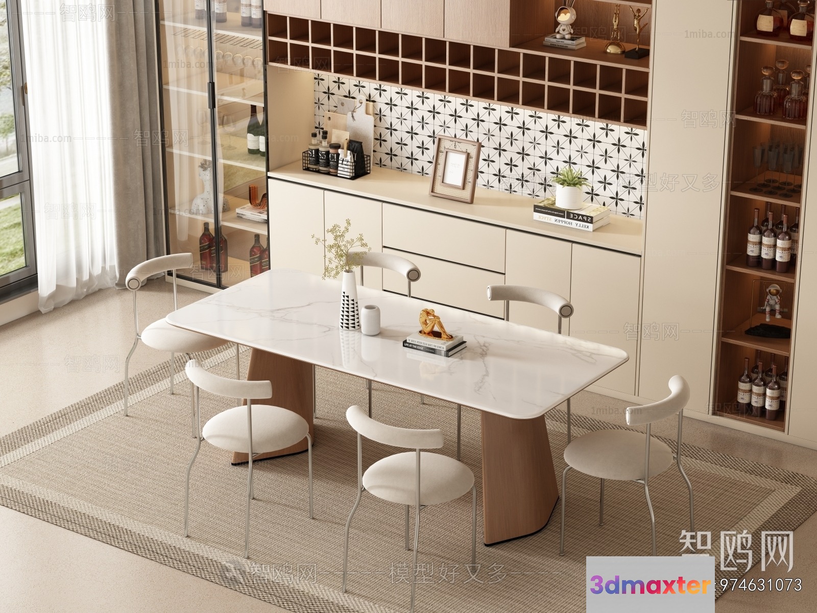 Modern Dining Room 3D Model - 18128 - VRAY Render