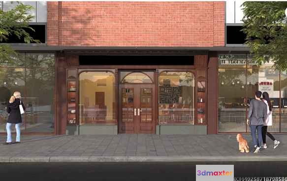 A Storefront With Glass Doors And Windows 3D Model - 15062 - VRAY Render