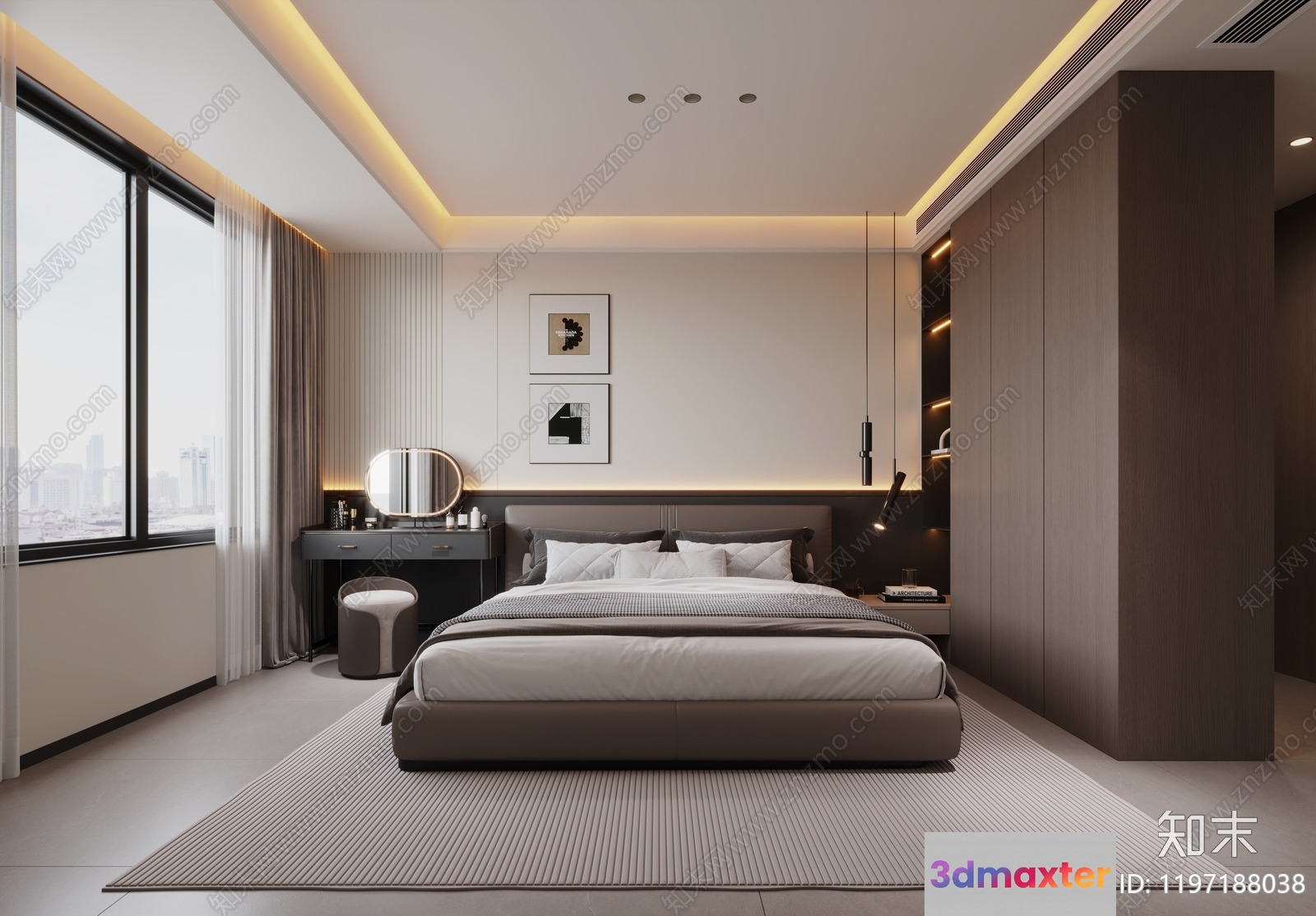 Cozy Modern Bedroom 3D Model - 1327 - VRAY Render