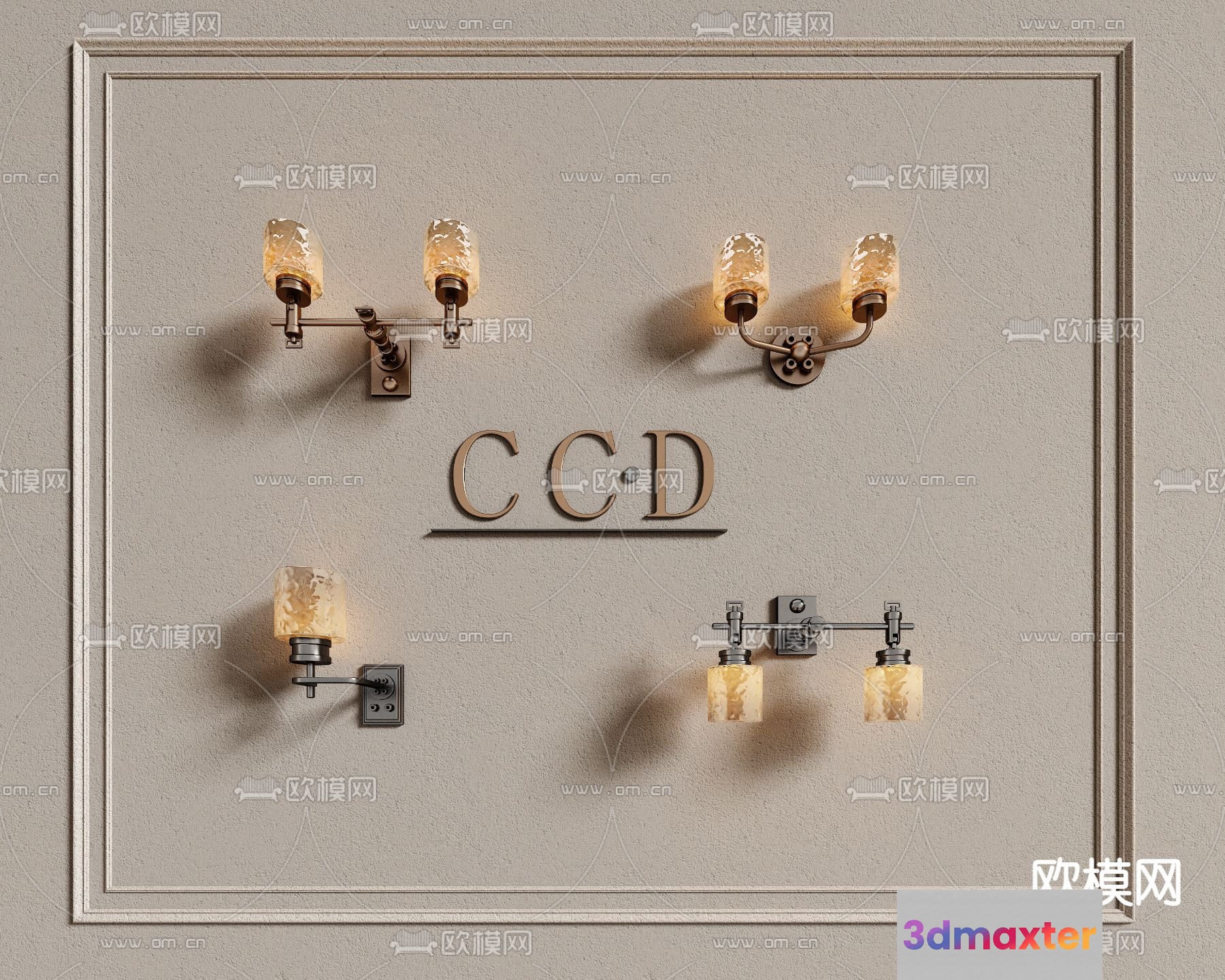Gold Light Fixture 3D Model - 5539 - VRAY Render