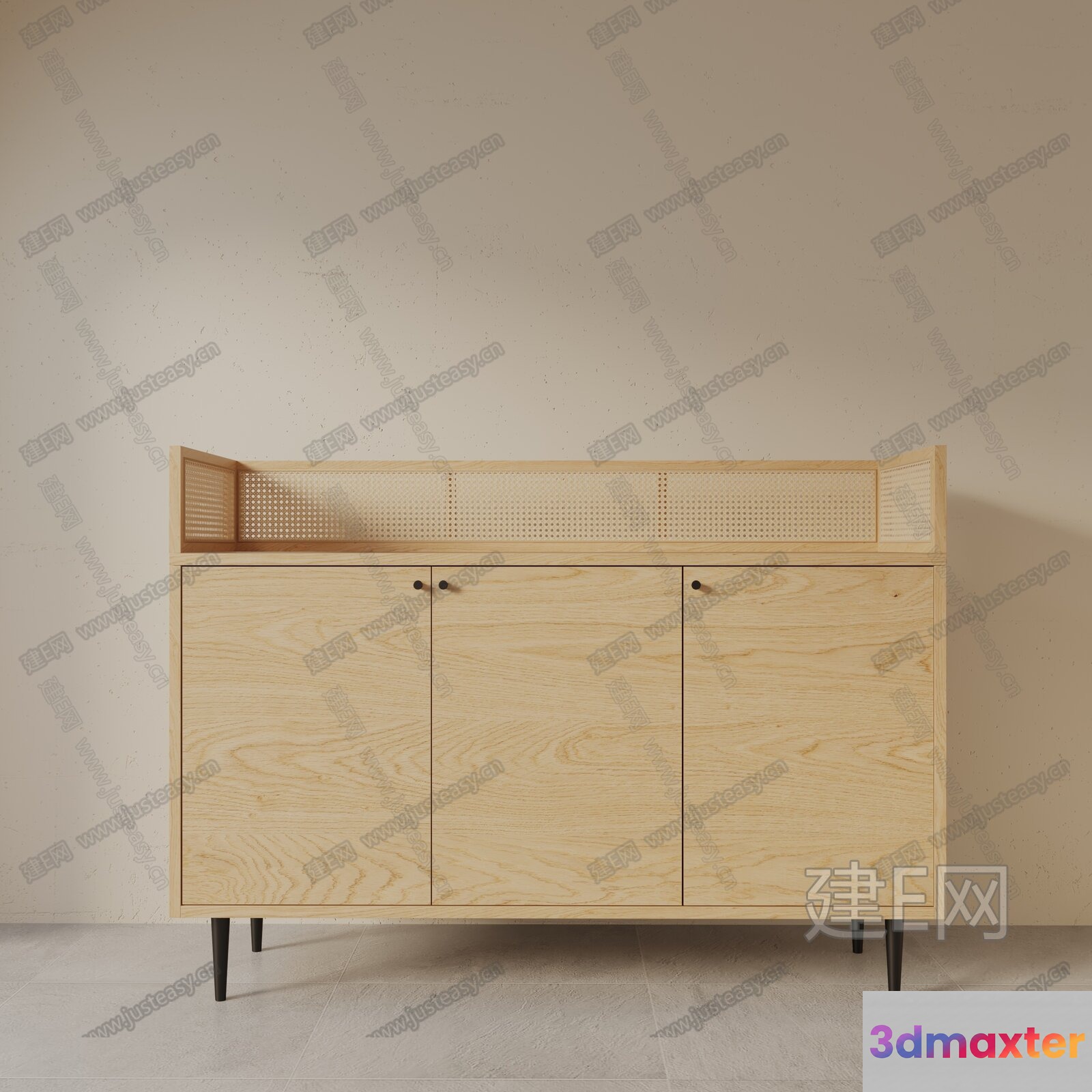 A Light-Colored Wooden Cabinet 3D Model - 15979 - VRAY Render