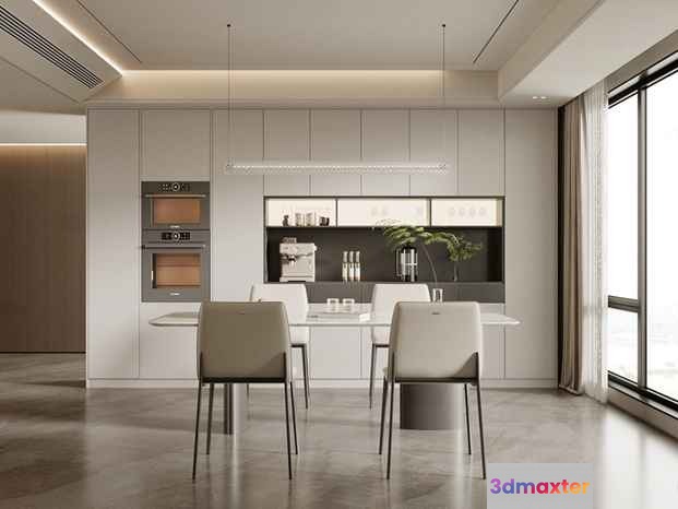 Modern Minimalist Kitchen 3D Model - 23130 - VRAY Render