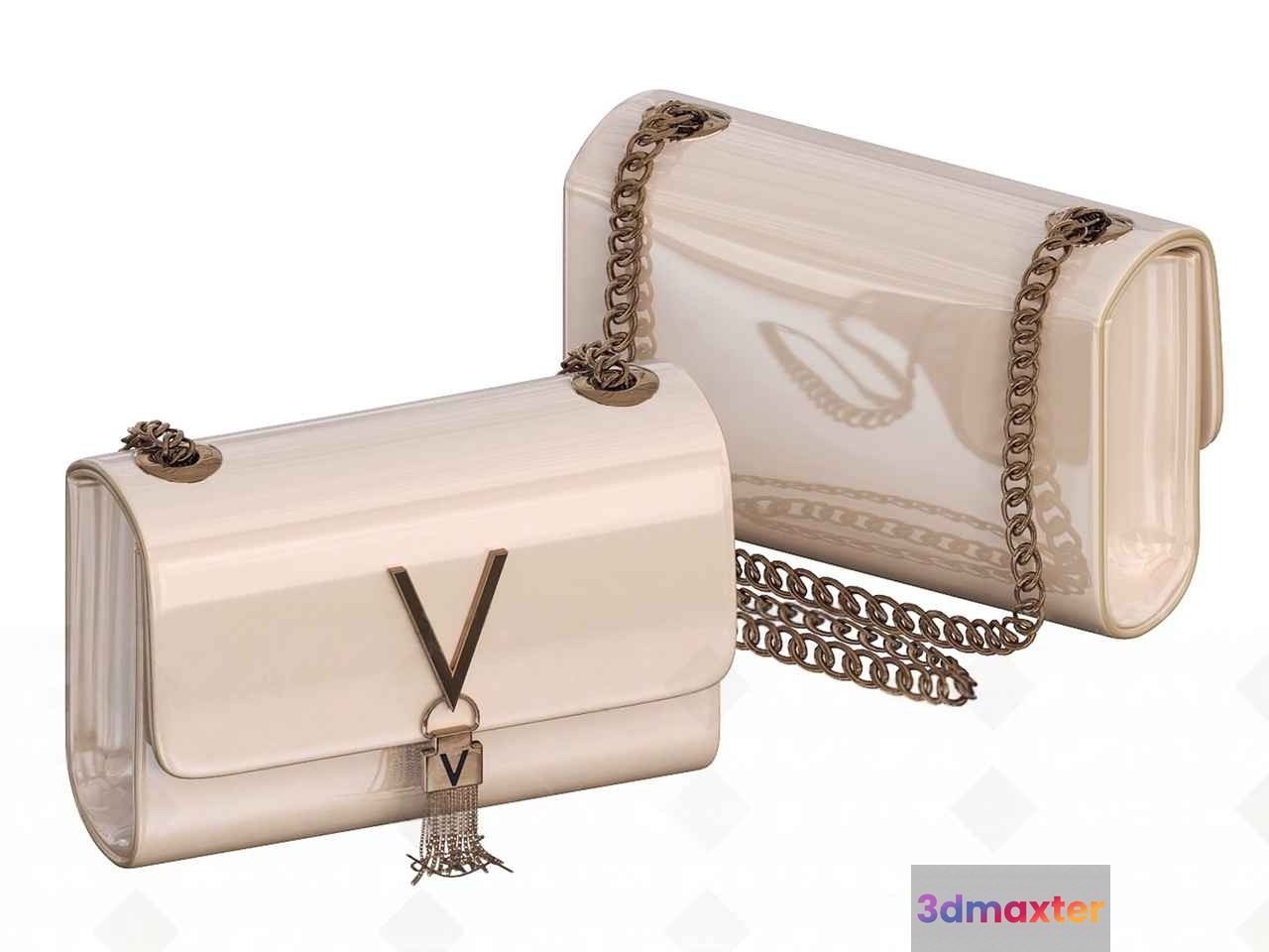 Clear Plastic Handbags With Gold Chain Straps 3D Model - 9512 - VRAY Render