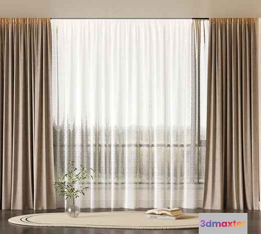 Modern Sheer Curtains 3D Model - 17085 - VRAY Render