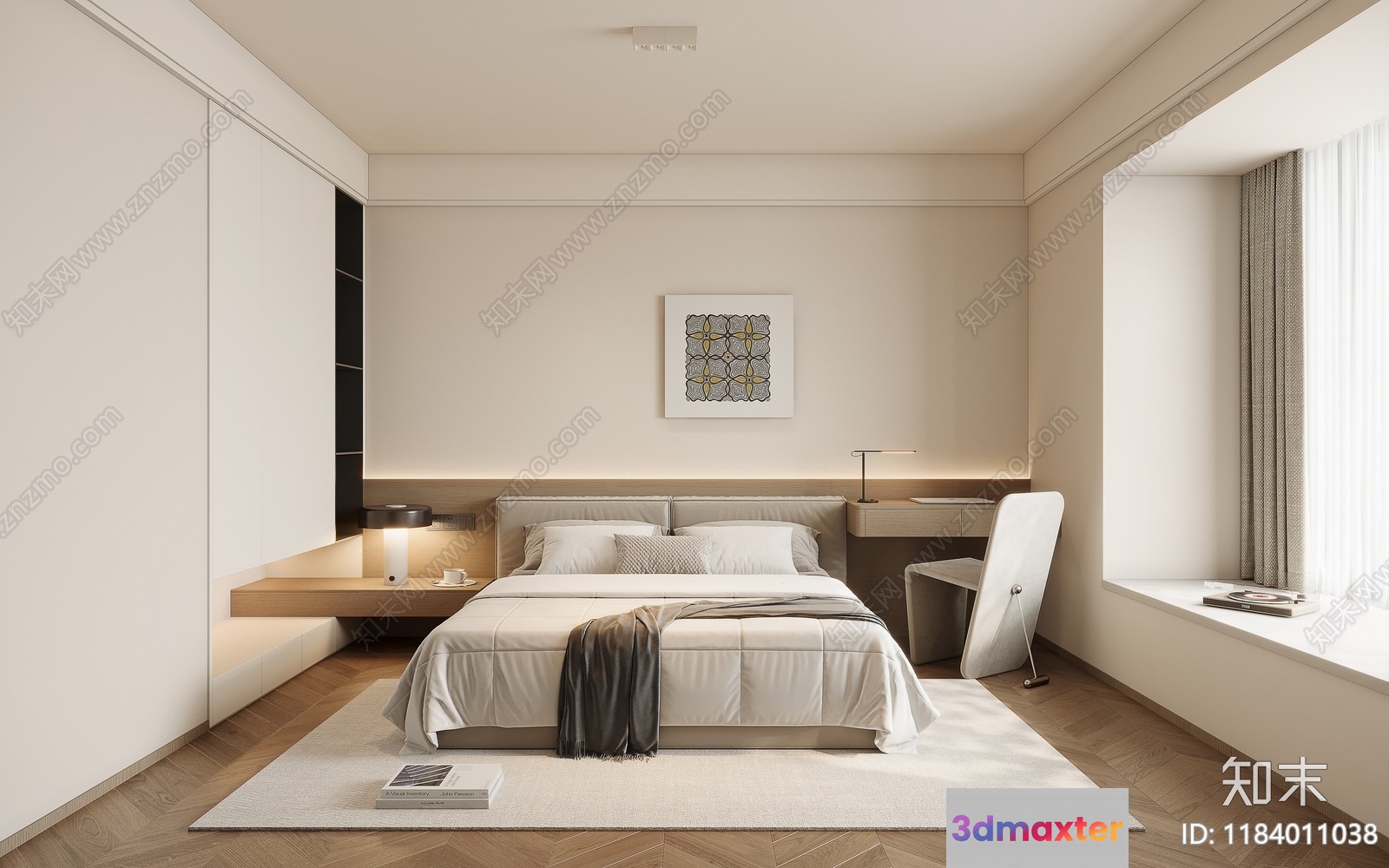 A Modern Bedroom 3D Model - 2322 - VRAY Render