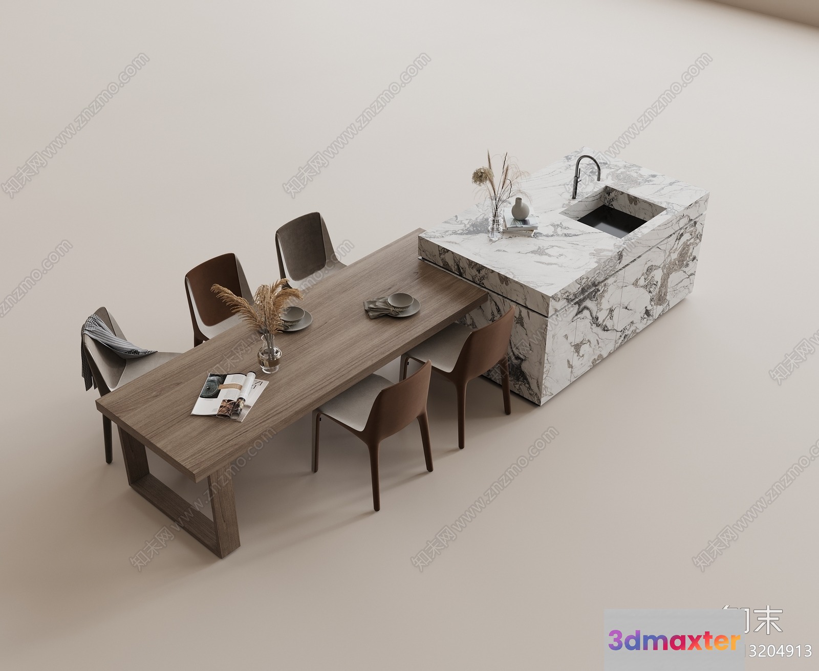Modern Dining Room 3D Model - 17040 - VRAY Render