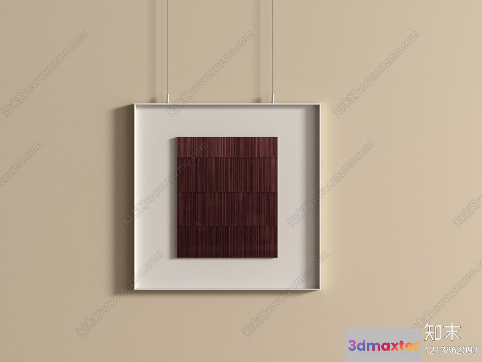 A Square Brown Wooden Wall Hanging 3D Model - 9722 - VRAY Render