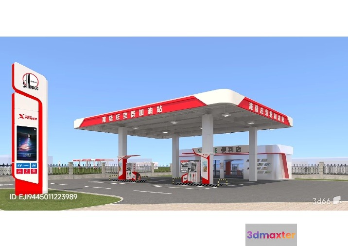 A Gas Station 3D Model - 4540 - VRAY Render