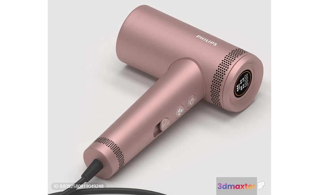 A Pink Philips Hair Dryer 3D Model - 17976 - VRAY Render
