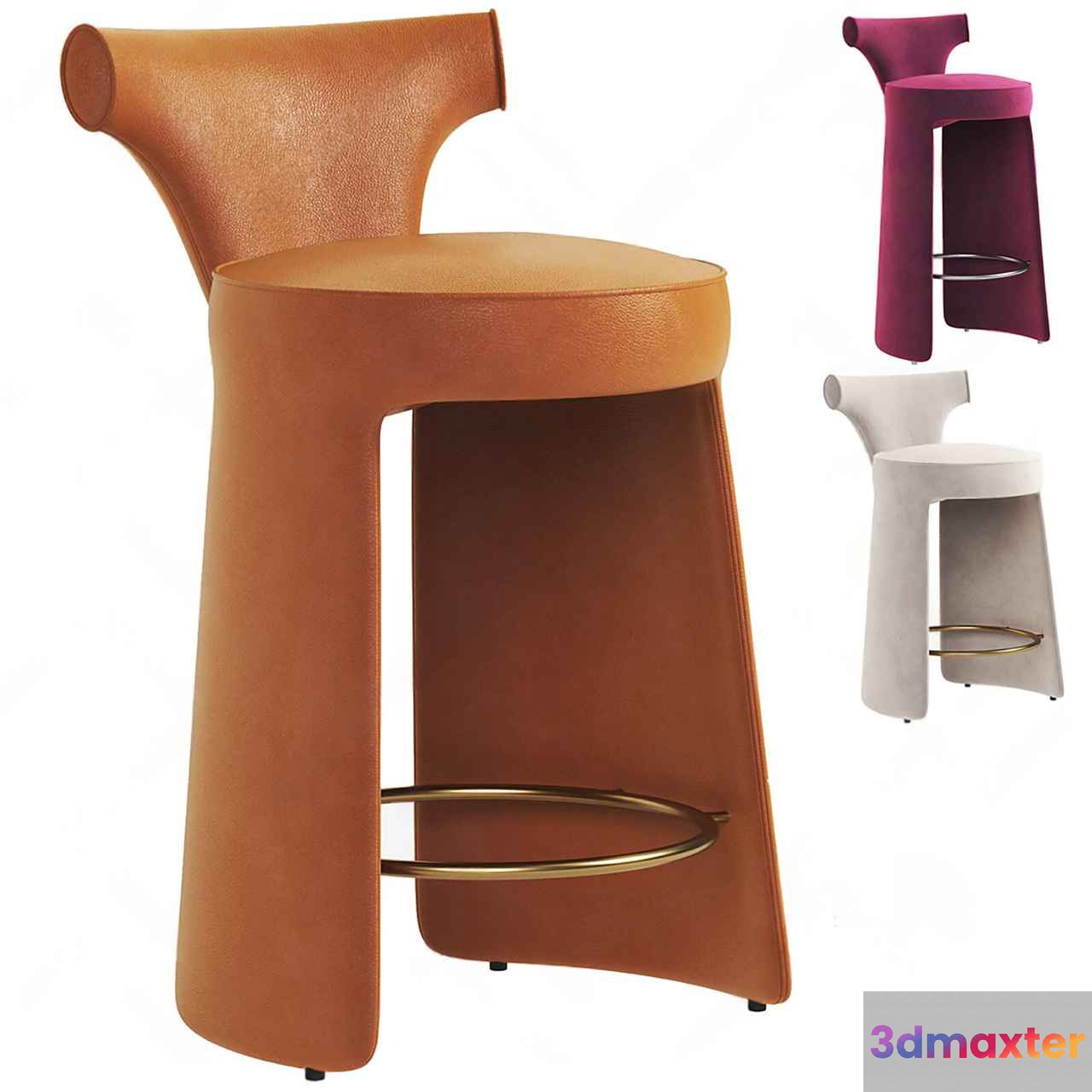 Modern Leather Stool 3D Model - 6638 - CORONA Render