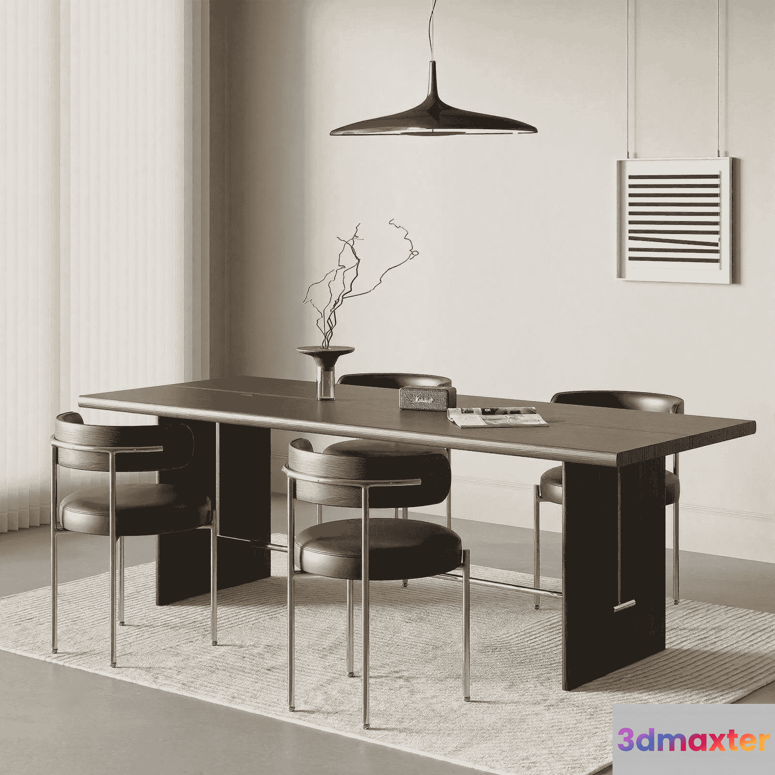 Modern Minimalist Dining Room 3D Model - 17860 - VRAY Render