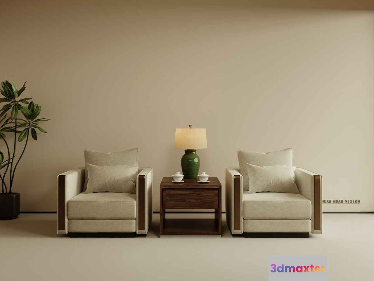 Modern Living Room 3D Model - 7542 - VRAY Render