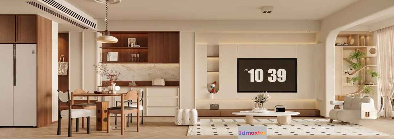 A Modern Living Room 3D Model - 11232 - VRAY Render