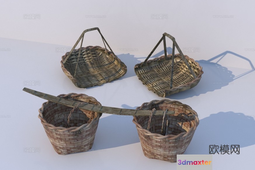A Collection Of Woven Baskets 3D Model - 3407 - VRAY Render