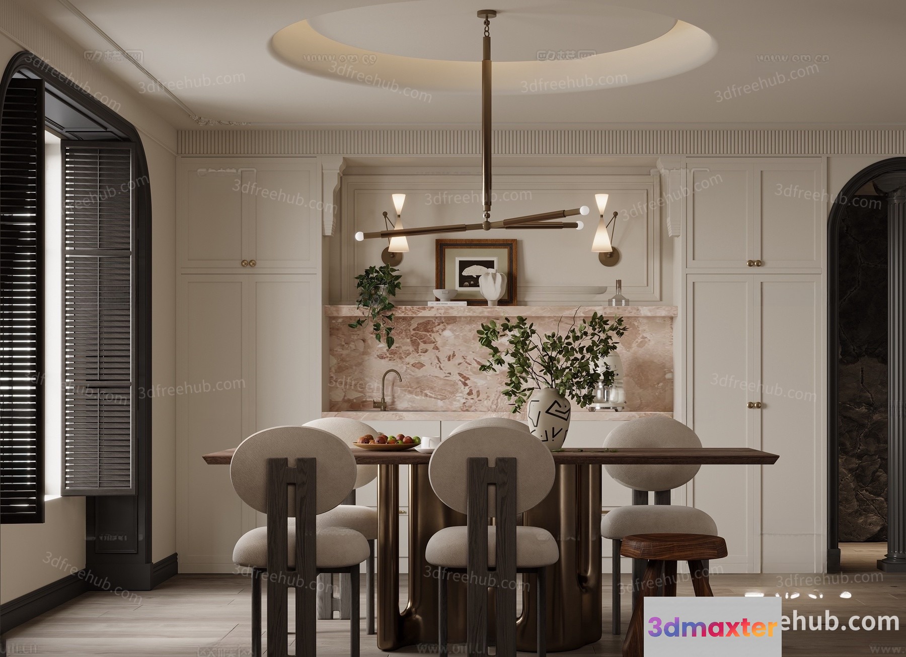 Modern Dining Room 3D Model - 18721 - VRAY Render