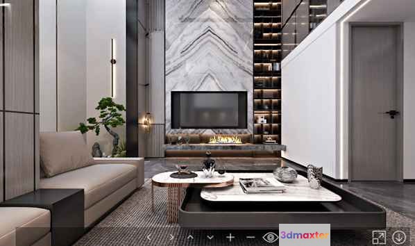 Modern Living Room 3D Model - 17074 - VRAY Render