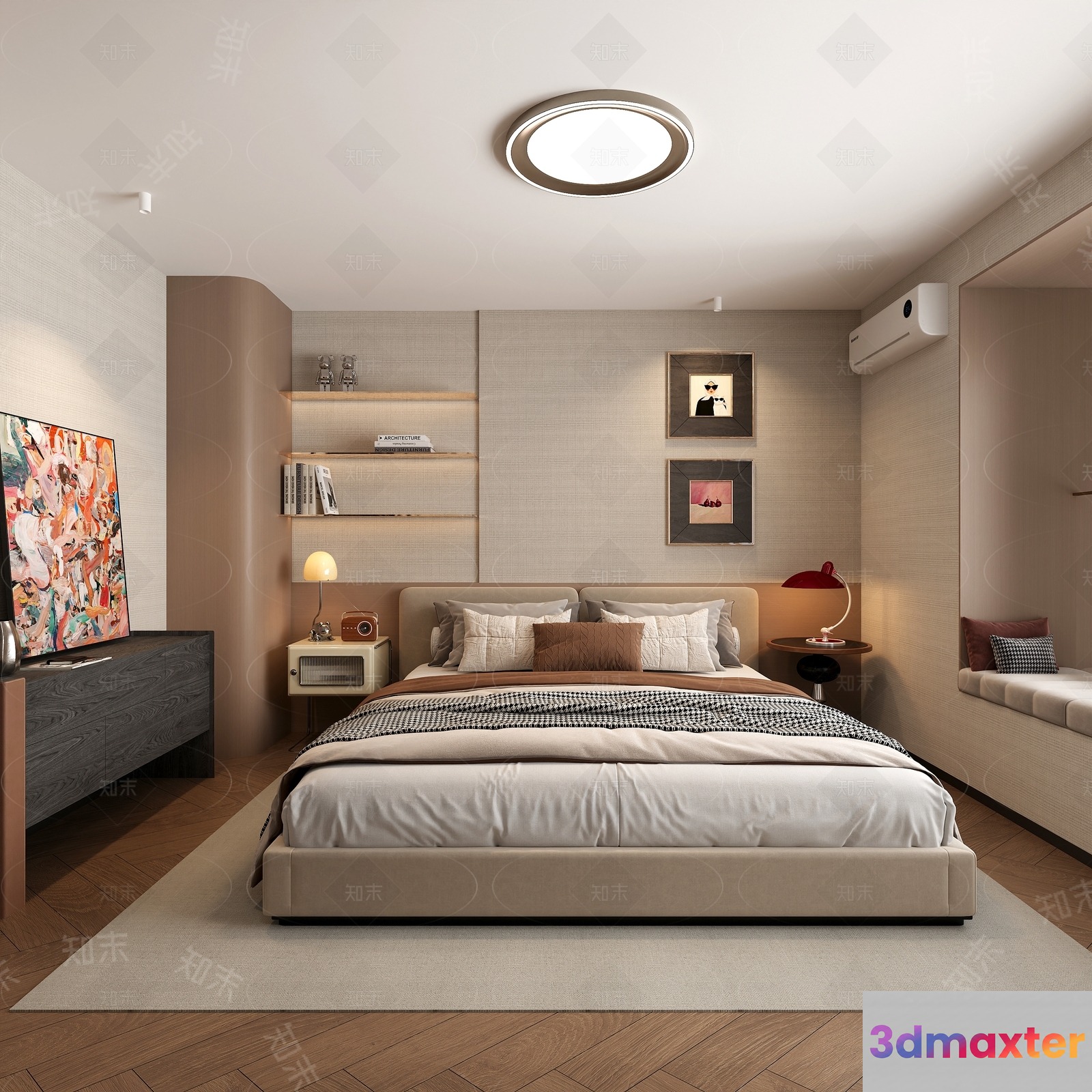 Cozy Modern Bedroom 3D Model - 18195 - CORONA Render