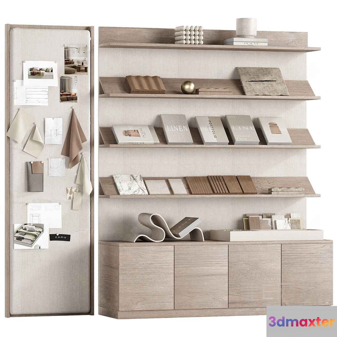 Modern Light-Colored Shelving 3D Model - 23370 - CORONA Render