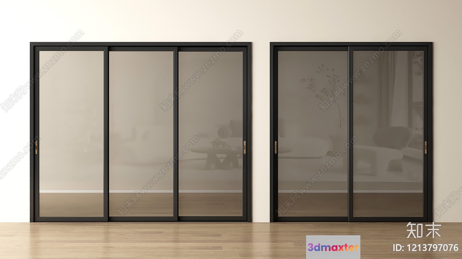 Modern Glass Doors 3D Model - 9895 - VRAY Render