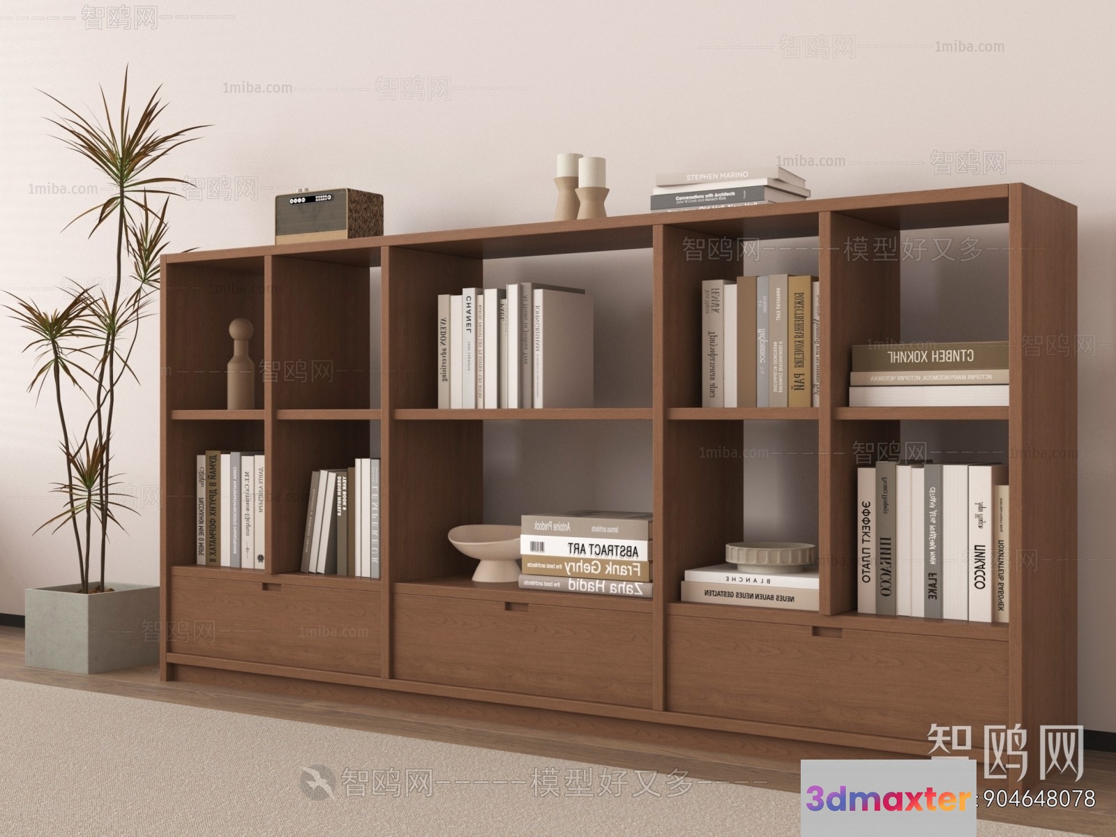 Modern Bookshelf 3D Model - 17653 - VRAY Render