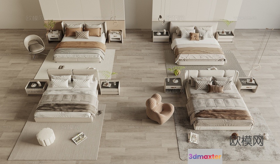 Modern Bedroom Furniture 3D Model - 3196 - VRAY Render