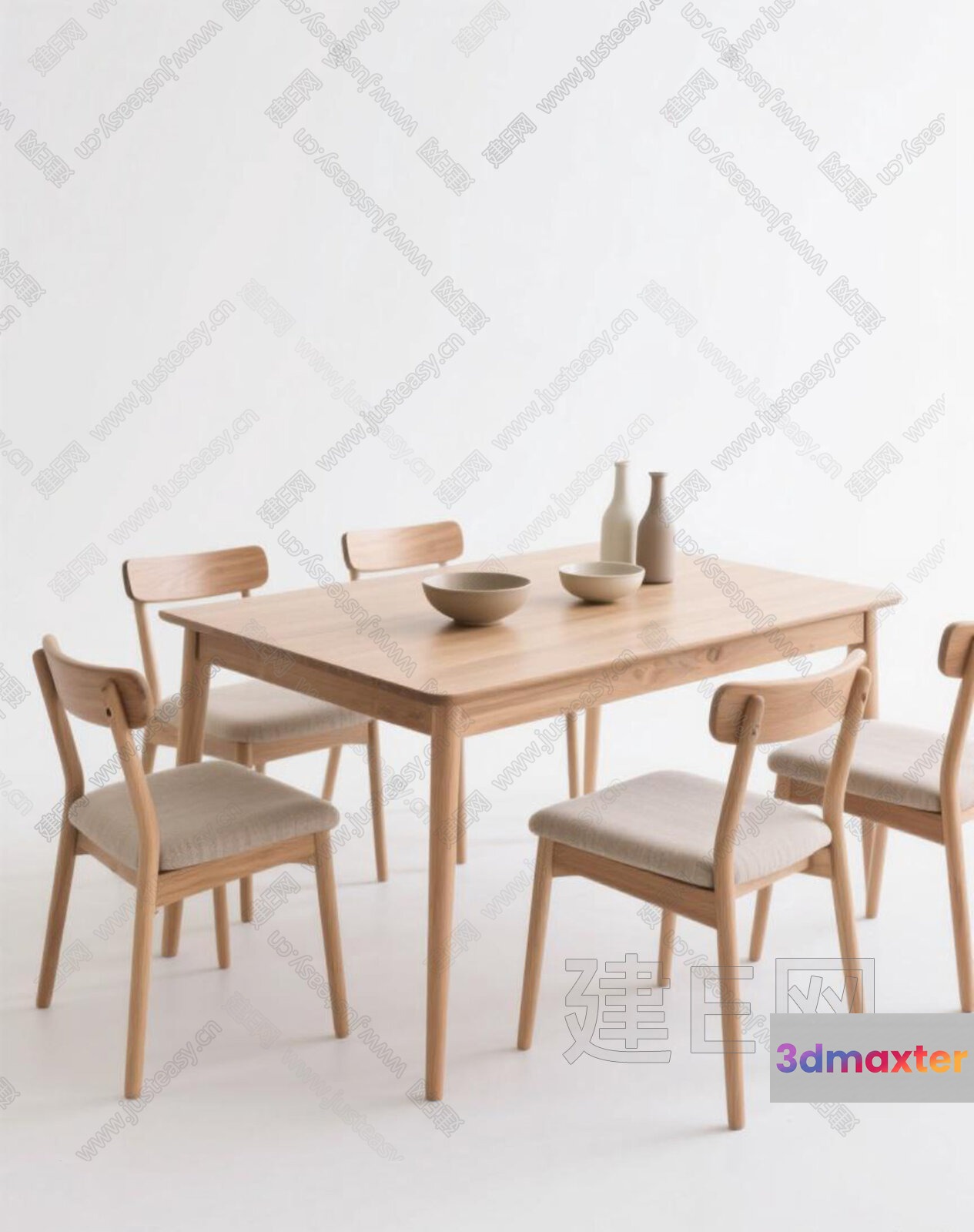 A Dining Table And Chairs 3D Model - 18827 - VRAY Render