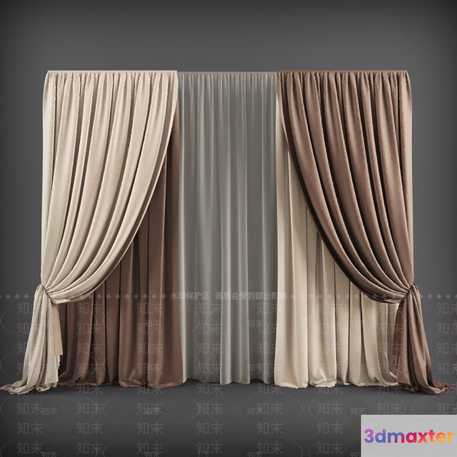 Brown Curtain 3D Model - 14447 - VRAY Render